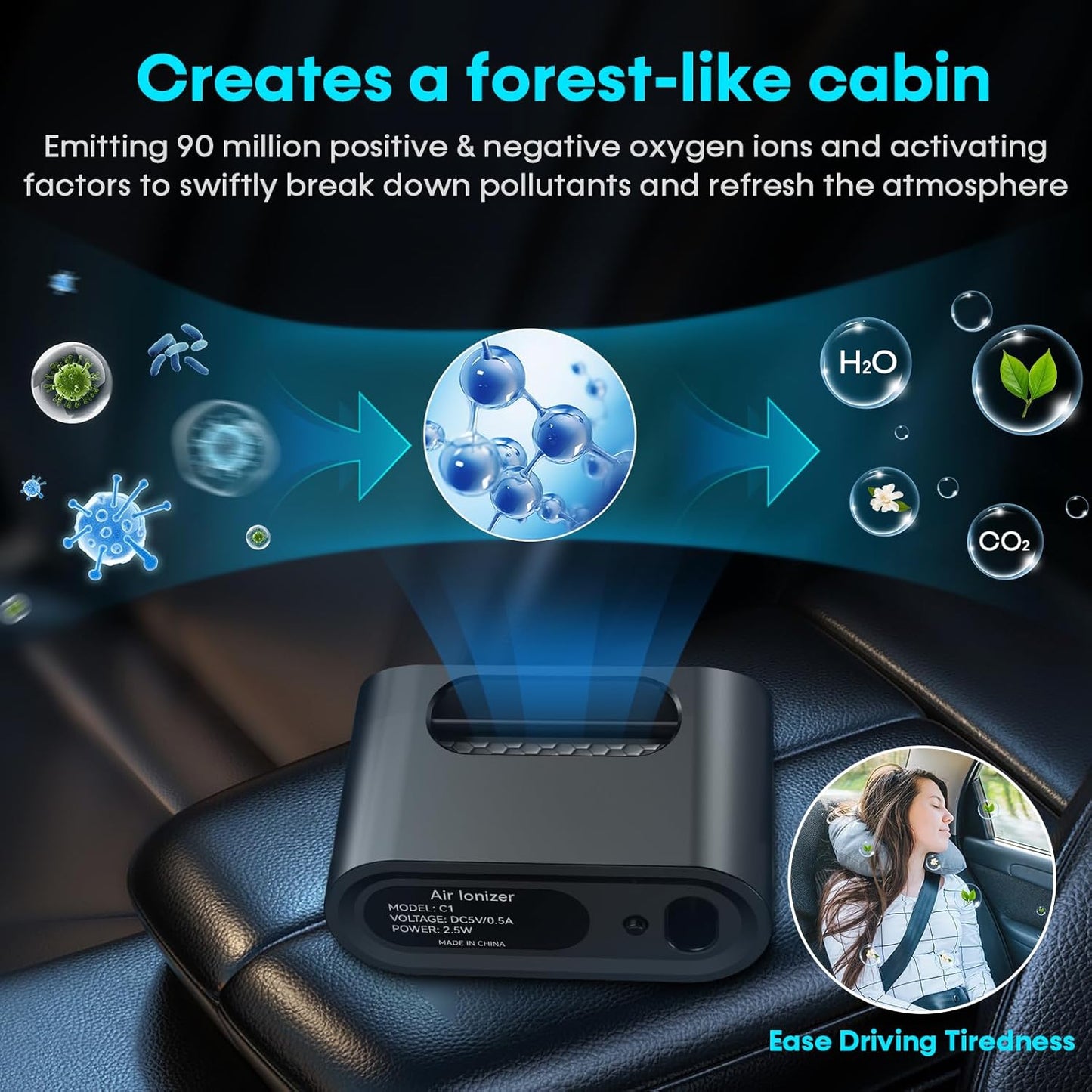 Smart Car Air Purifier Ionizer